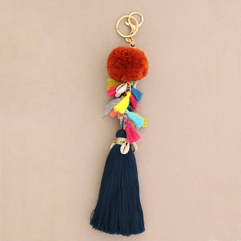 Sonata – Großhandel Schlüsselanhänger – Damen – Ethnischer Schlüsselanhänger mit Quasten und Pompons0