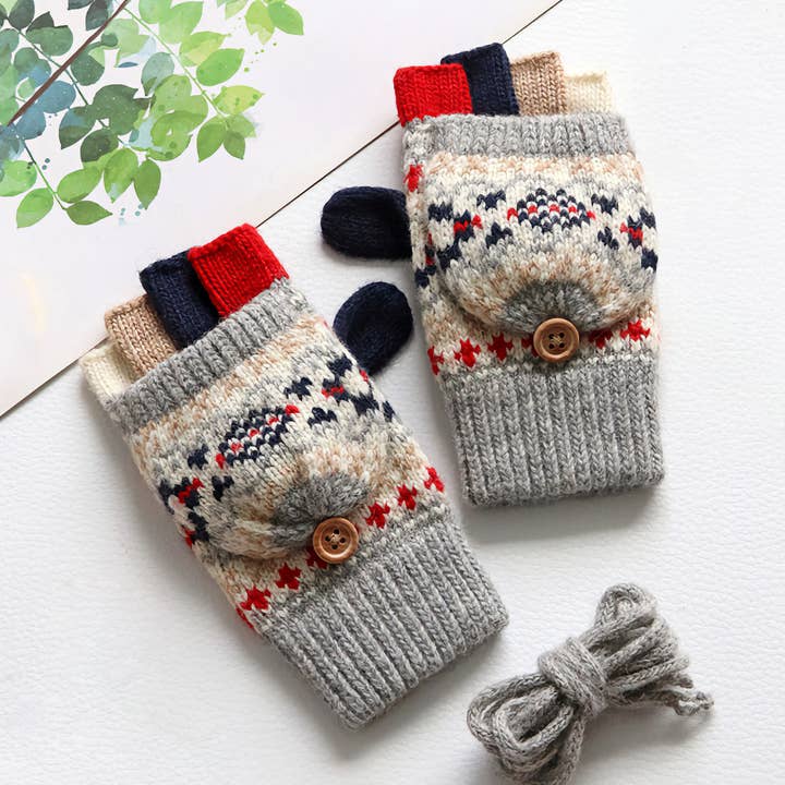 Happy Knits - Wholesale Gloves – Child - Kids' Woolen Flip-Cover Gloves - Warm & Cozy for Winter14