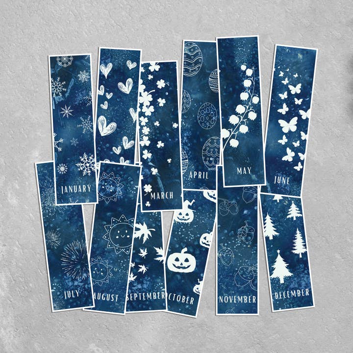 Set of 12 Calendar Bookmarks | Bookworms Bookish Things for wholesale by The Sun's Recipe