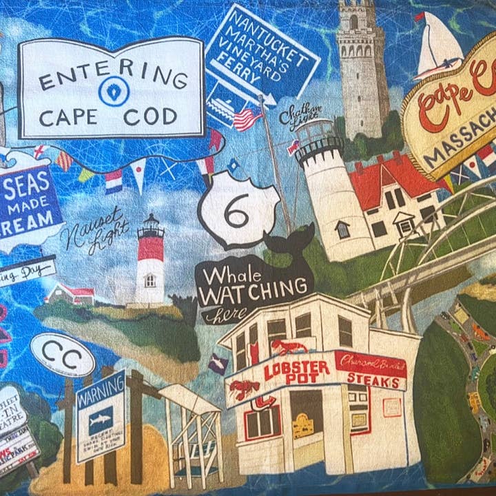 Domesticadence - Wholesale Tea Towel - Hand-Drawn Cape Cod Sites Dish / Tea Towels4