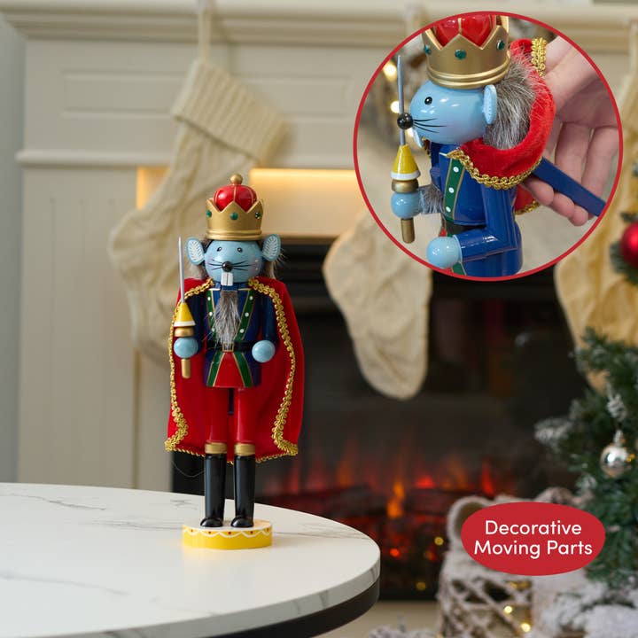 The Twiddlers - Wholesale Christmas Decoration - Wooden Christmas Mouse King Nutcracker Soldier, 30cm / 12"