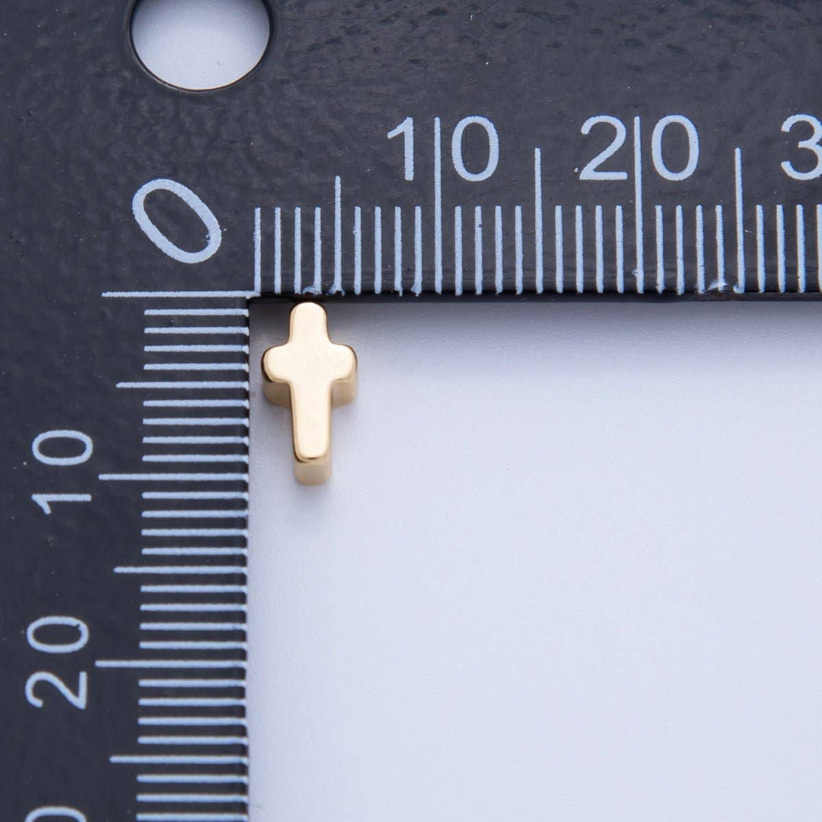 Aim Eternal - Wholesale Individual Charm/Pendant - 18K Gold Filled 8.5 Minimalist Religious Cross Bead Spacer Set by 10 Pieces | B7491