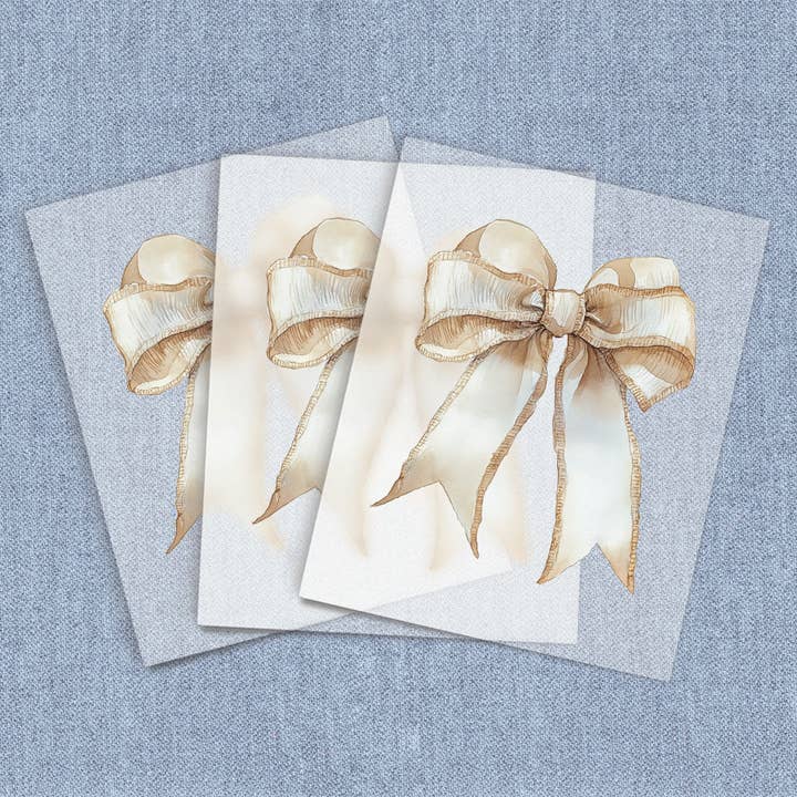 Vintage Tan Coquette Bow, Direct-To-Film DTF Transfers for wholesale by Iron It