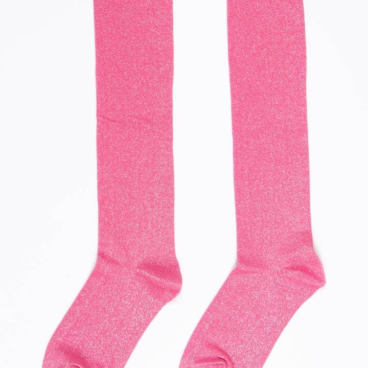 Women's Knee High Glitter Socks - Hot Pink for wholesale by Sock Talk
