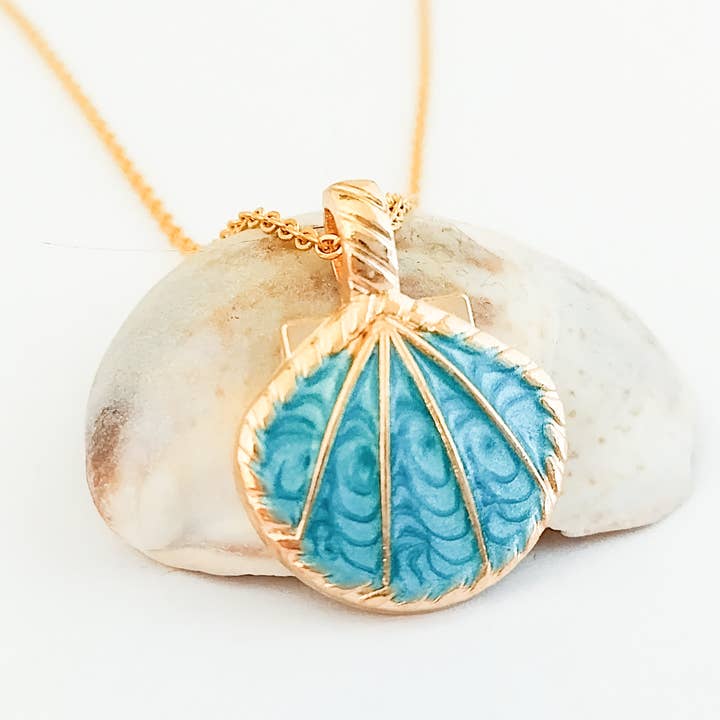 Blue Shell Necklace, Coastal Jewelry, Nautical Jewelry for wholesale by Piccadilly Pendants