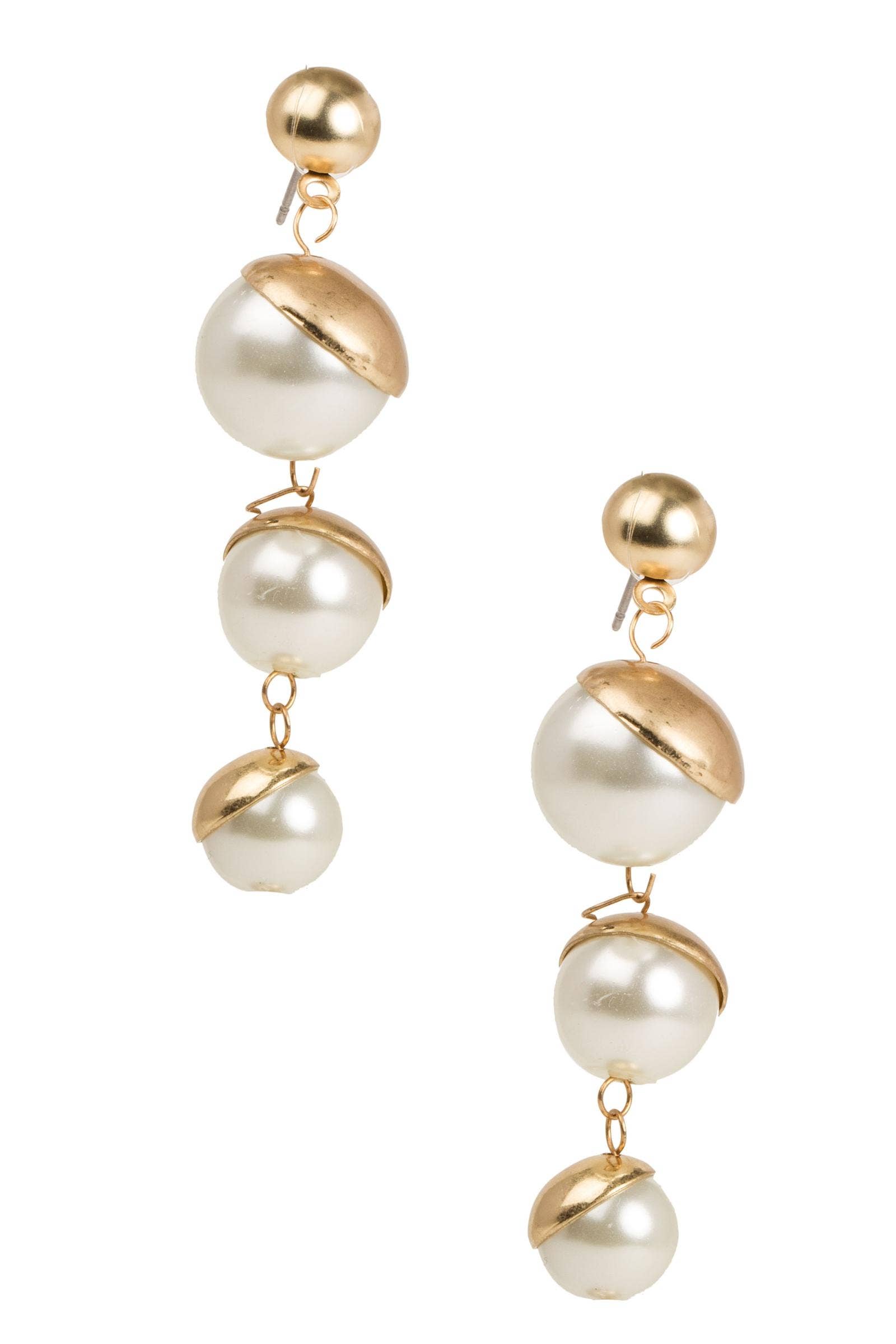 SAACHI - Wholesale Dangle Earrings - Half Moon Gold Plated Hoop Earring with Pearl2