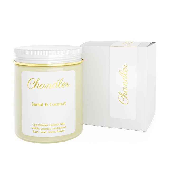 Santal & Coconut Scented Soy Candle for wholesale by Chandler Studio
