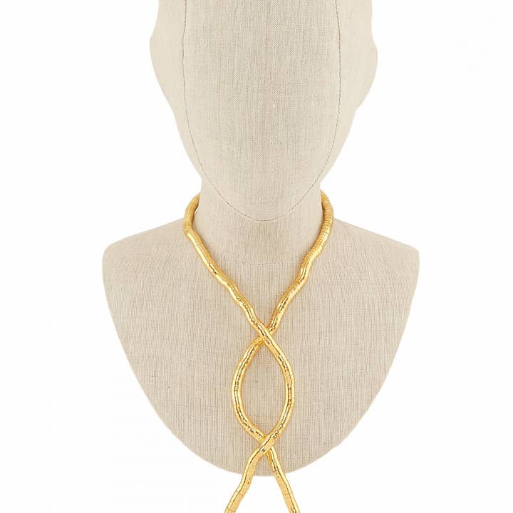 GD Sculptural Gold Loop Collar Necklace KC-KS-2156 for wholesale on Faire2