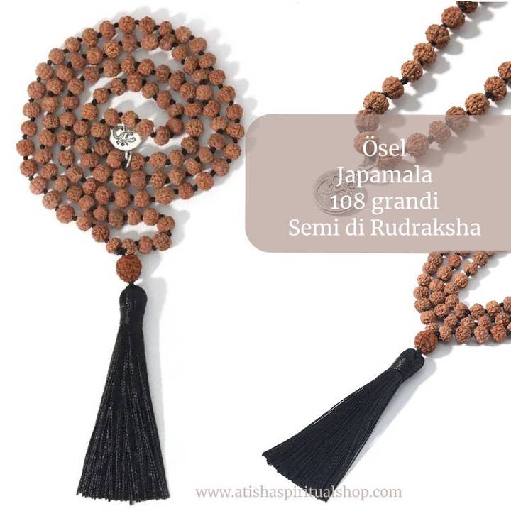 ÖSEL ~ JAPAMALA 108 grani in Semi di Rudraksha per la vendita all'ingrosso da parte di Atisha Spiritual Shop