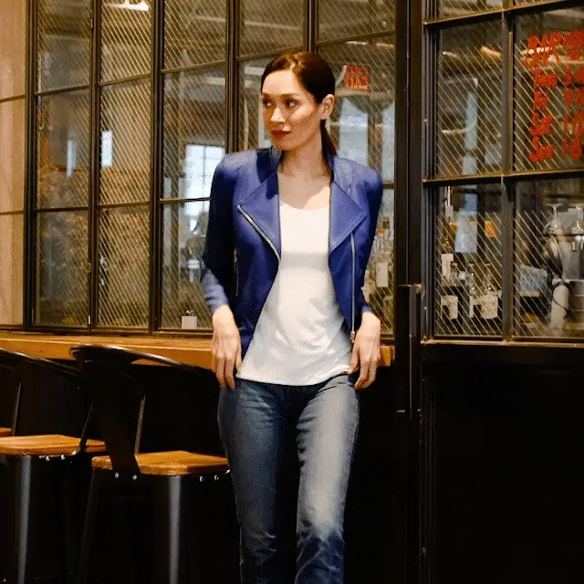 cobalt blue JK75 - Liquid Leather â„¢ Biker Jacket for wholesale on Faire