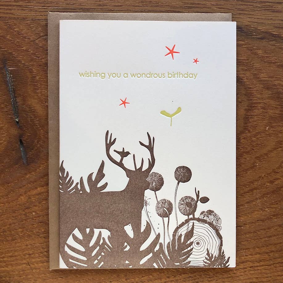 Lark Press - Wholesale Birthday Card - Birthday Letterpress Greeting Card with Buck0