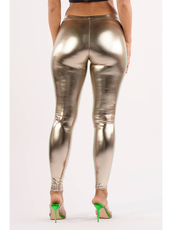 K Too - Wholesale Leggings - Dames - Glanzende metalen legging