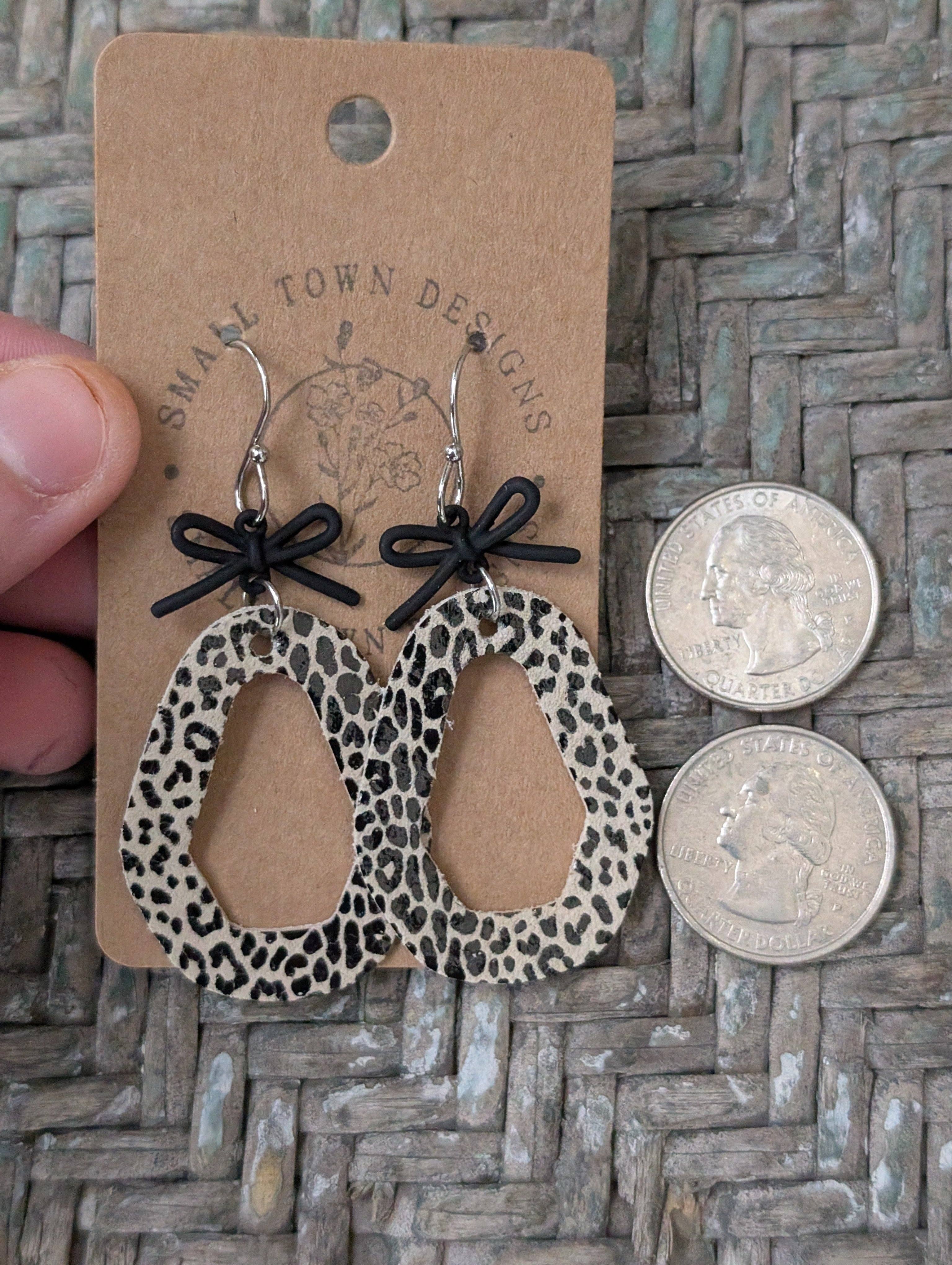 Small Town Designs - Wholesale Dangle Earrings - Jungle Leopard Bow Dangles2