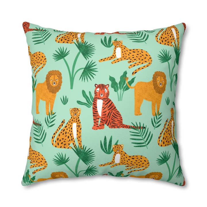 Jungle Meeting Pillow Case - Throw Pillow Cover - Grandmillennial Style for wholesale by Peccole House