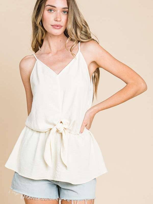 CWC1531 - KNOT DETAIL SHIRRING ON WAIST CAMI for wholesale by Culture Code