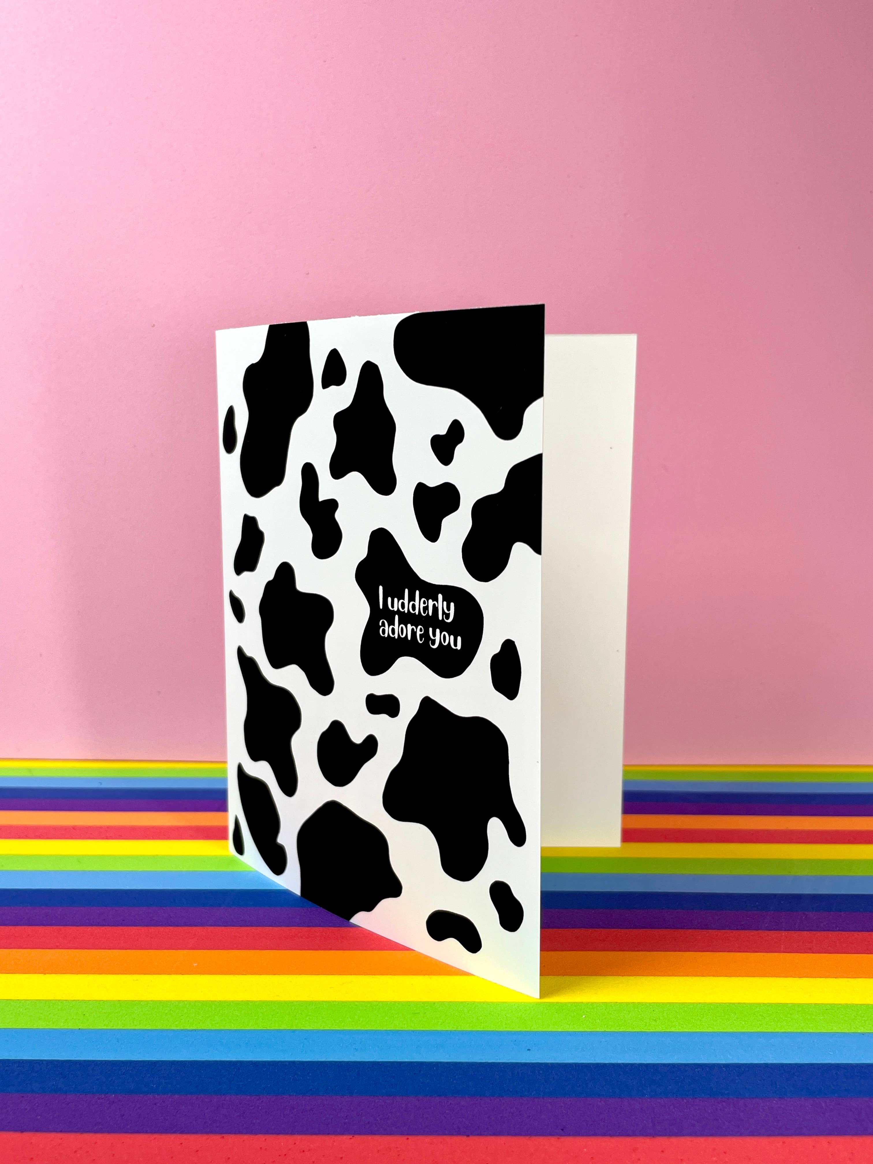 quirky burp illustrations - Wholesale Love Card - I Udderly Adore You Greeting Card3