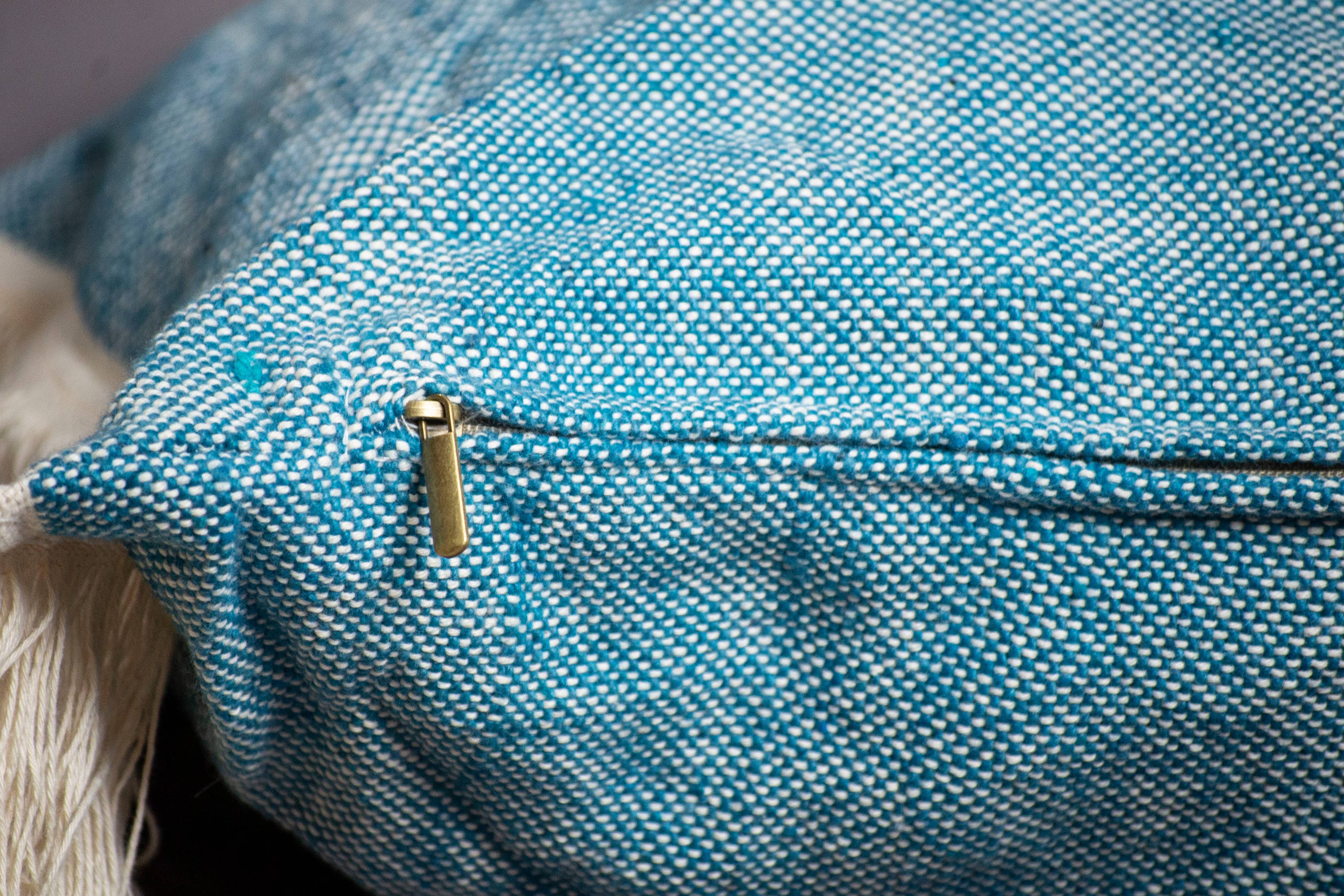 bazarifinagh - Wholesale Throw Pillow Cover - Handmade Moroccan Turquoise Pillow Cove Made From Cotton5