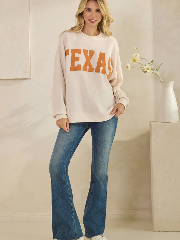 Tres Bien, Inc - Wholesale Knit Top - Women's - T-42092 "TEXAS" CLOUDY KNIT GRAPHIC LONG SLEEVE TOP5