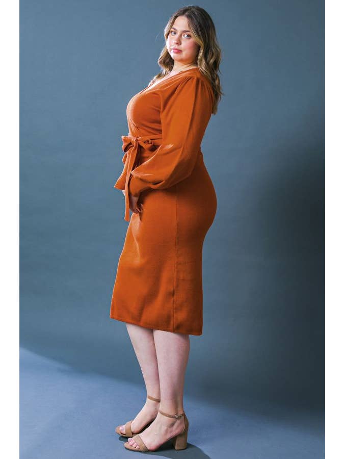 RUST A sweater knit midi dress - ISWP5183 for wholesale on Faire1