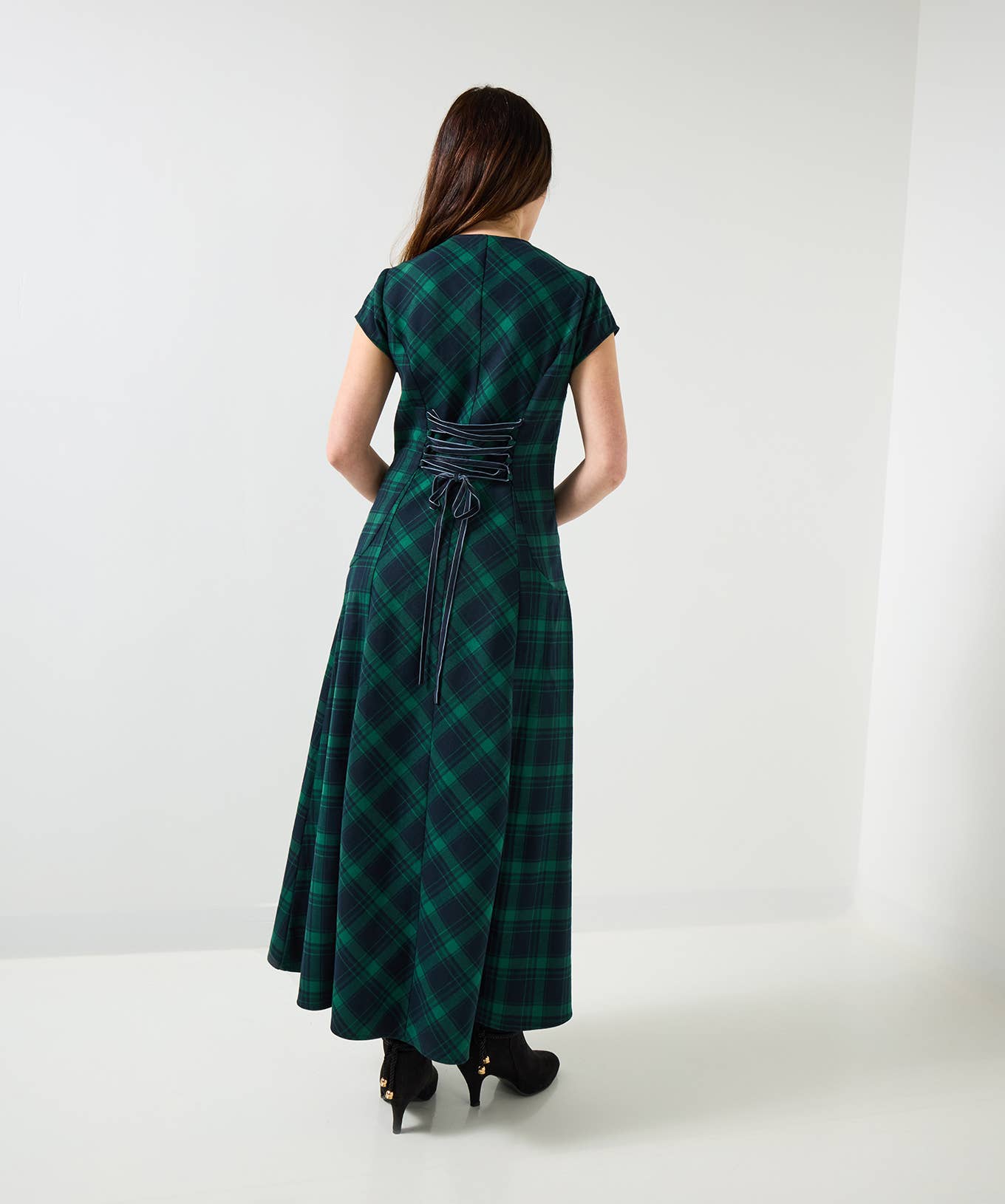 Green Penny Check Dress With Corsage for wholesale on Faire4