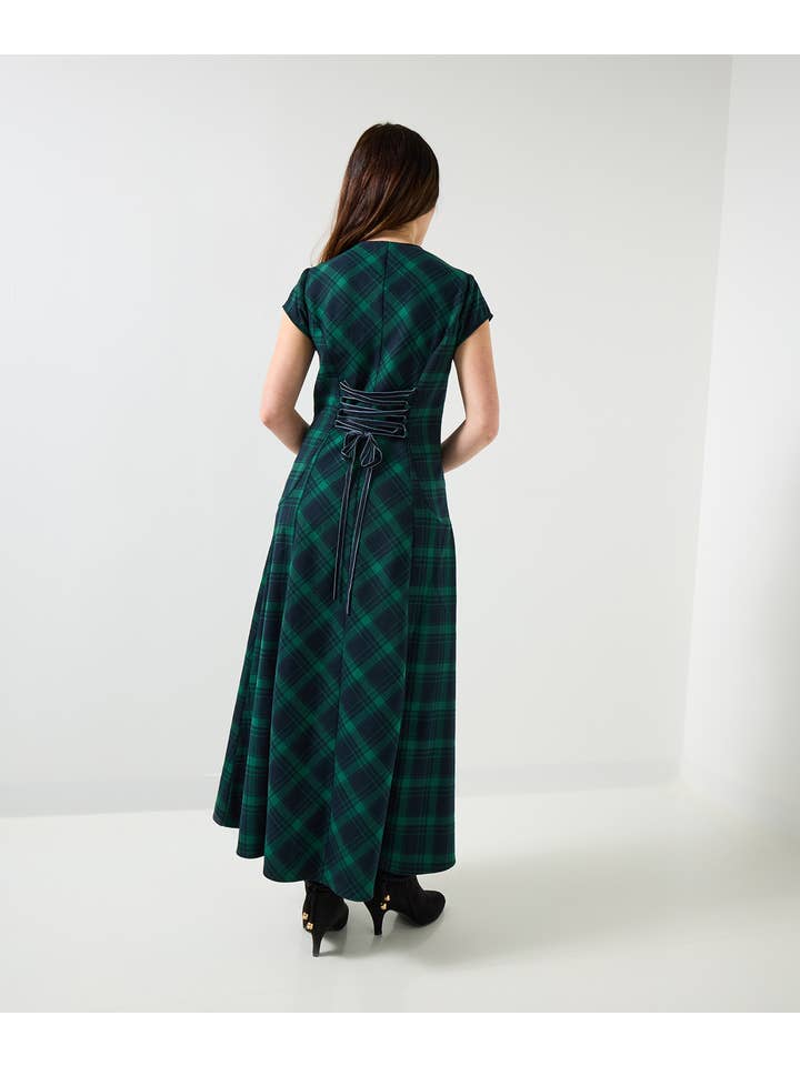 Green Penny Check Dress With Corsage for wholesale on Faire4