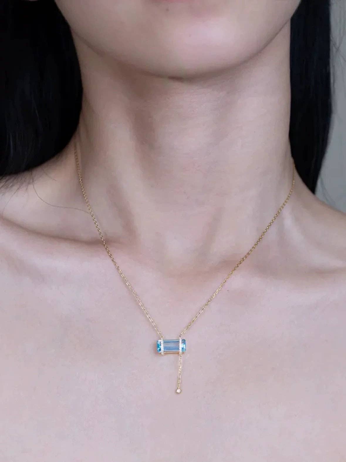 LanLivia - Wholesale Pendant/Charm Necklace - Sky Blue Ice Sugar Bar necklace4