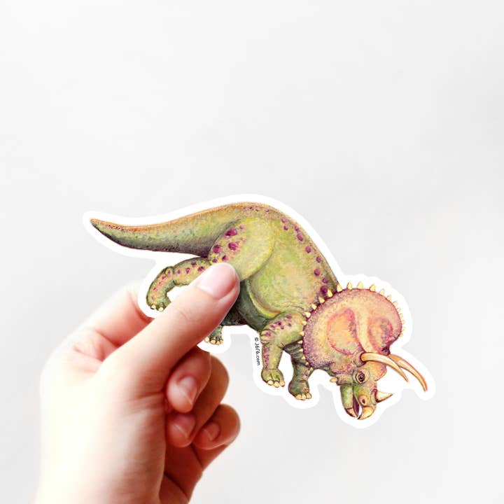 Adesivo in Vinile di Dinosauro Triceratopo - Decalcomania di Storia Naturale per la vendita all'ingrosso da parte di J6R6