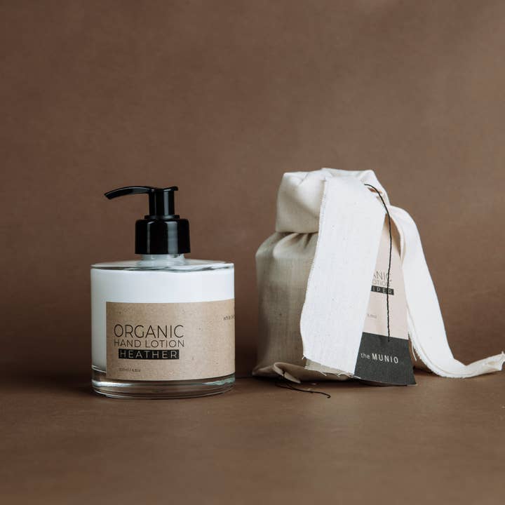 the MUNIO - Wholesale Hand Cream/Lotion - HEATHER ORGANIC HAND LOTION IN GLASS BOTTLE2