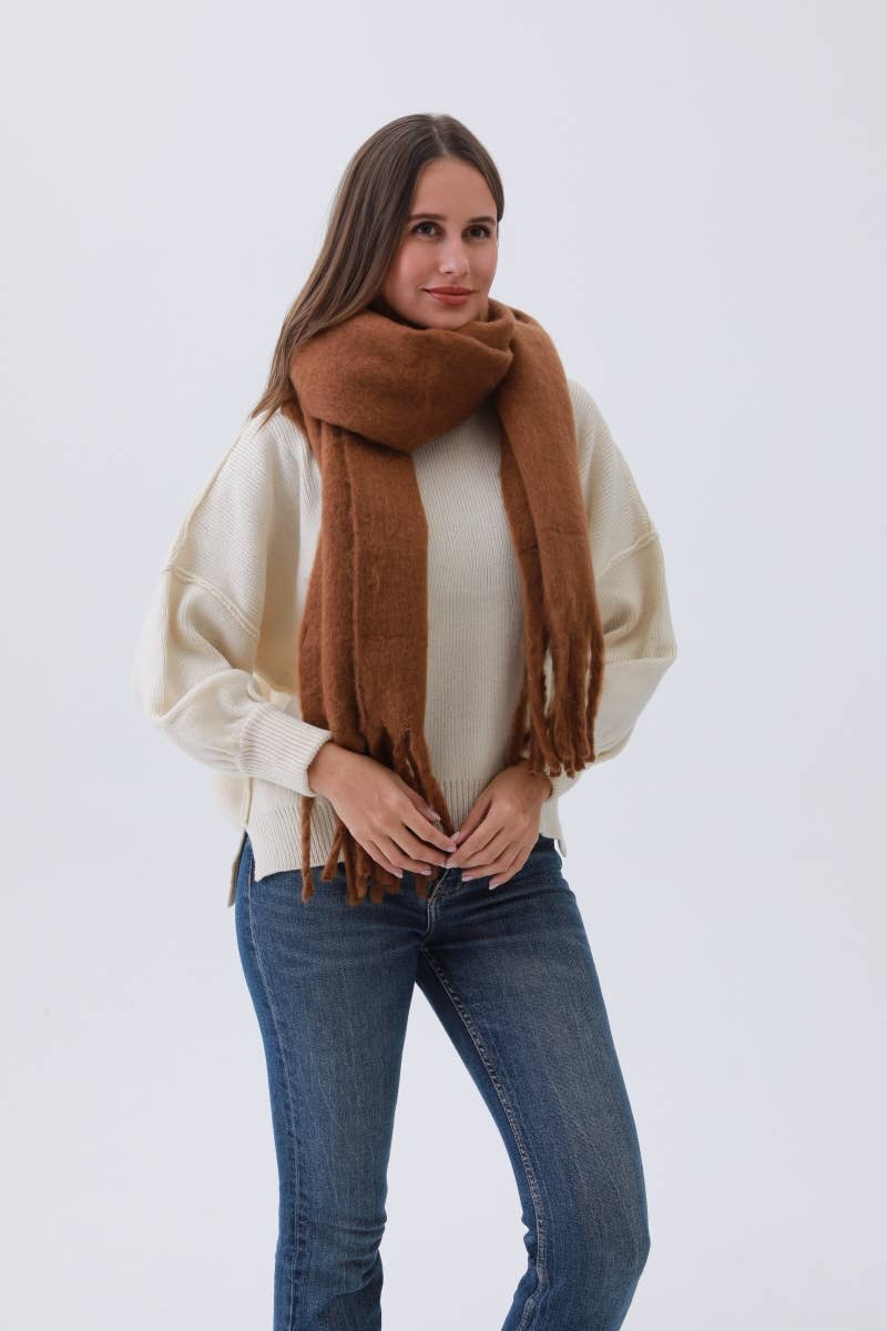 Leto Accessories - Wholesale Scarf - Women's - Cozy Knit Soild Scarf with Tassels - Bestseller!10