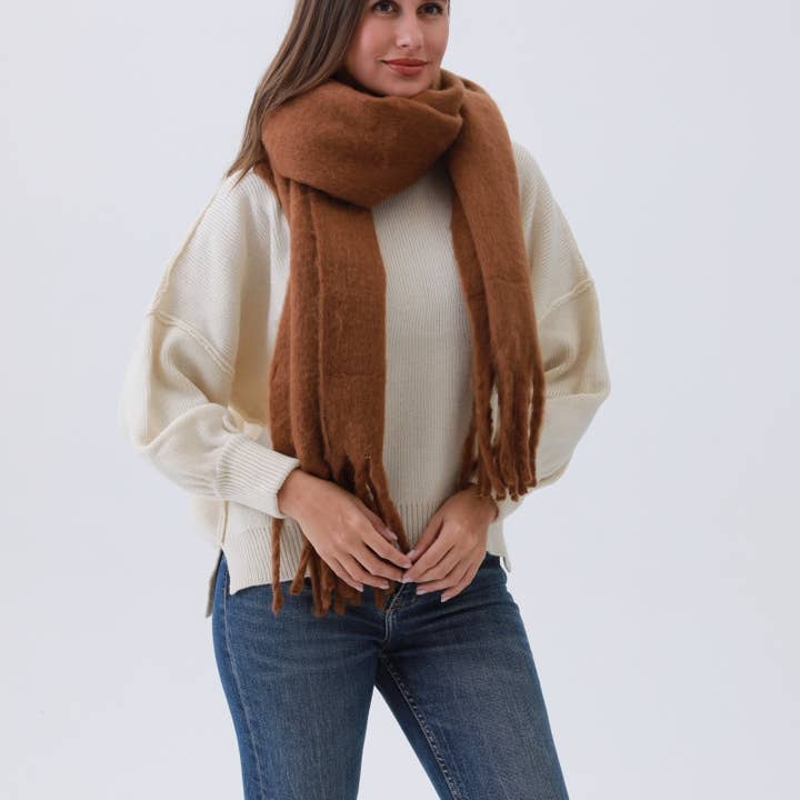 Leto Accessories - Wholesale Scarf - Women's - Cozy Knit Soild Scarf with Tassels - Bestseller!10