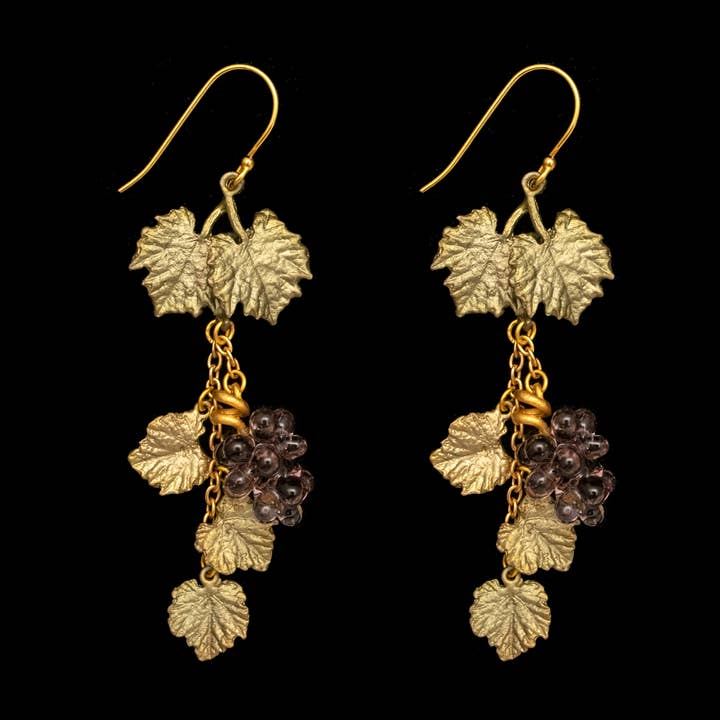 Wild Grape Vine Dangle Wire Earrings for wholesale by Michael Michaud