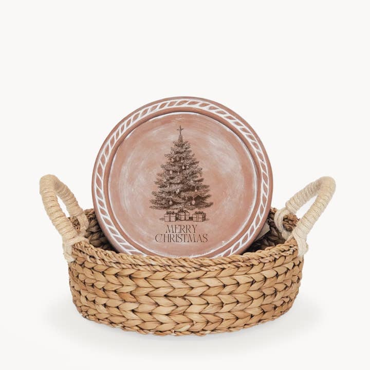 KORISSA - Wholesale Baking Dish - Handmade Bread Warmer & Wicker Basket - Christmas Round