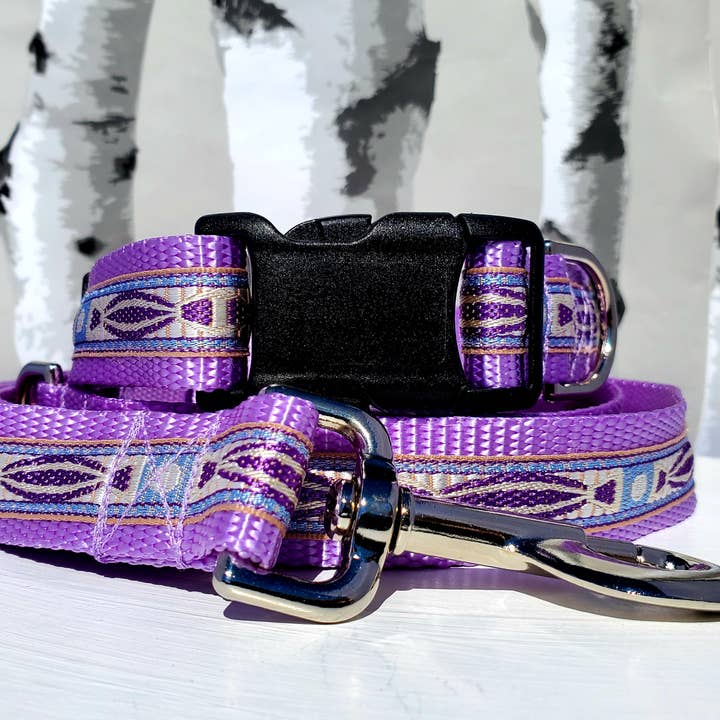 1" Purple Aztec Dog Collar, Leash, or Martingale for wholesale by Rocky Mountain Hound