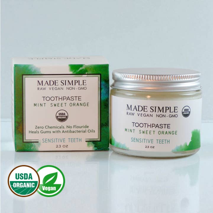 Mint Sweet Orange Toothpaste - Organic & Vegan for wholesale by Made Simple Skin Care