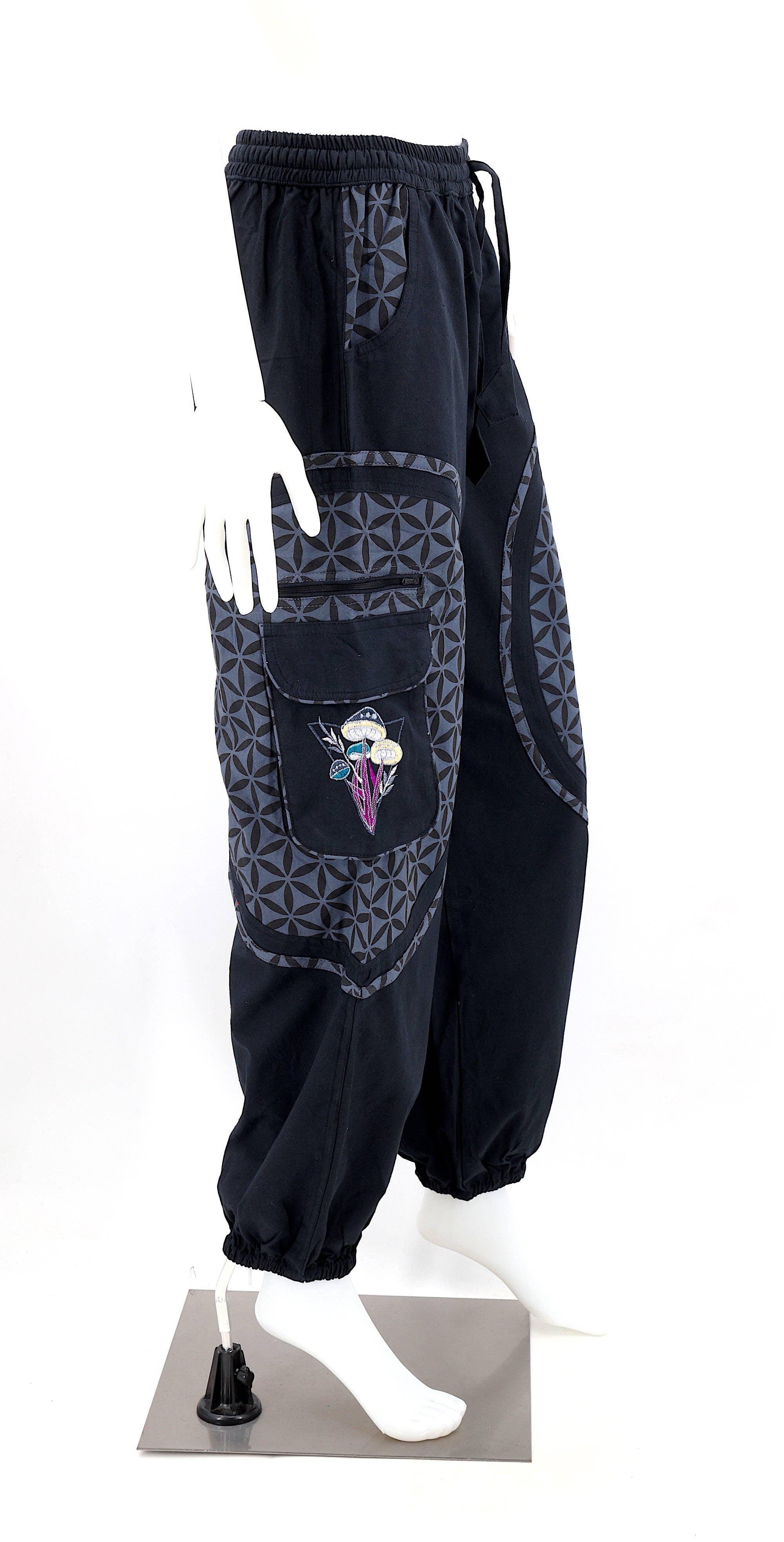 Himalaya Handmade - Wholesale Pants - Women's - Cotton Hippie Handmade Harem Mushroom Embroidered Bohemian Pants37