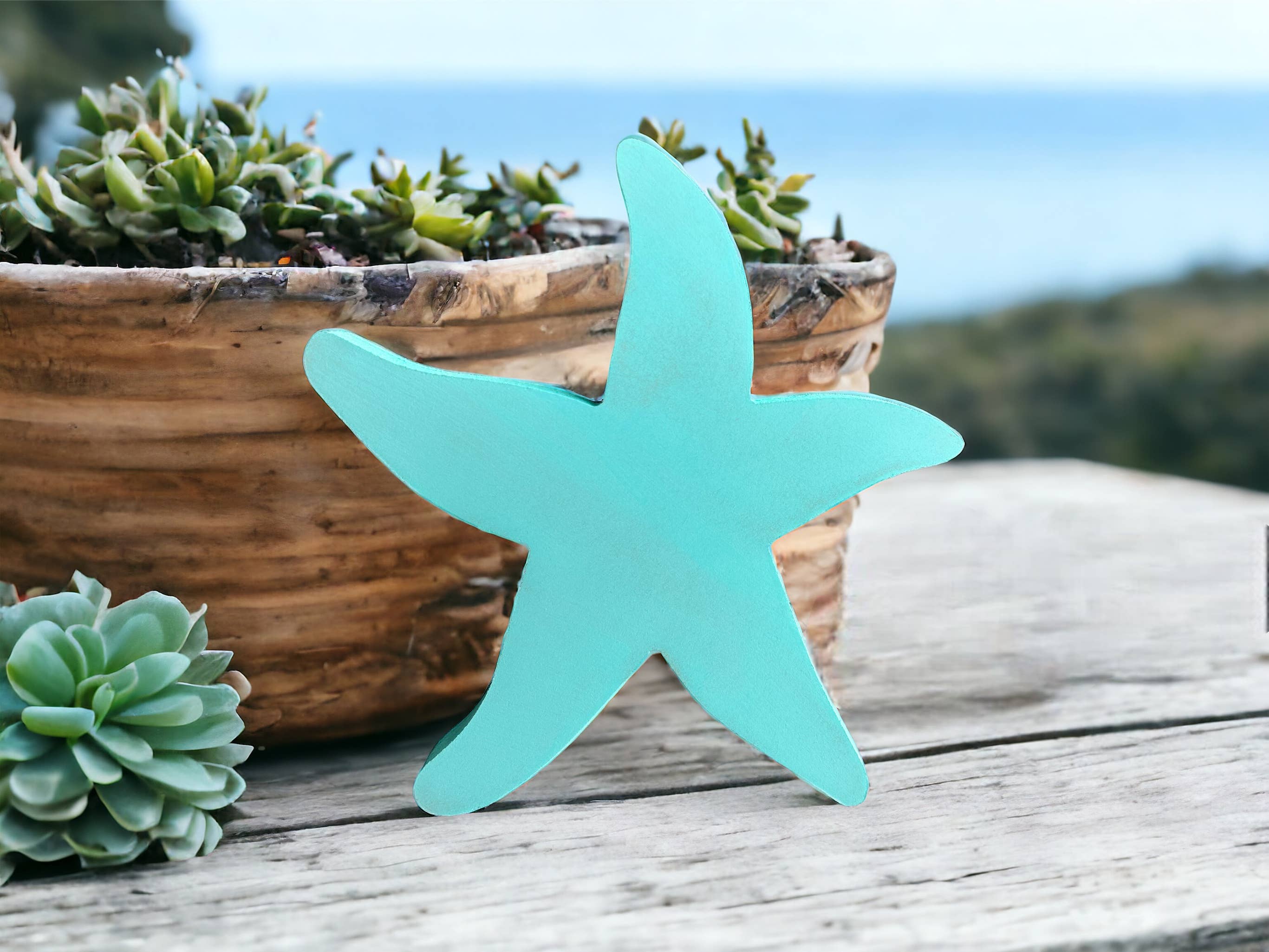 Inkwood Crafters - Wholesale Decorative Tabletop Object - Rustic Wood Starfish - Beach Shelf Sitter2