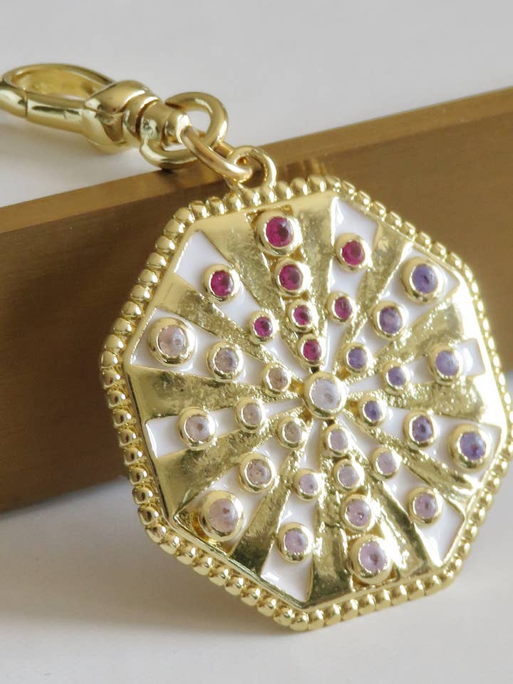 Colorful Octogan Pendant on Swivel Clasp for wholesale by Boutique Suarez Co.