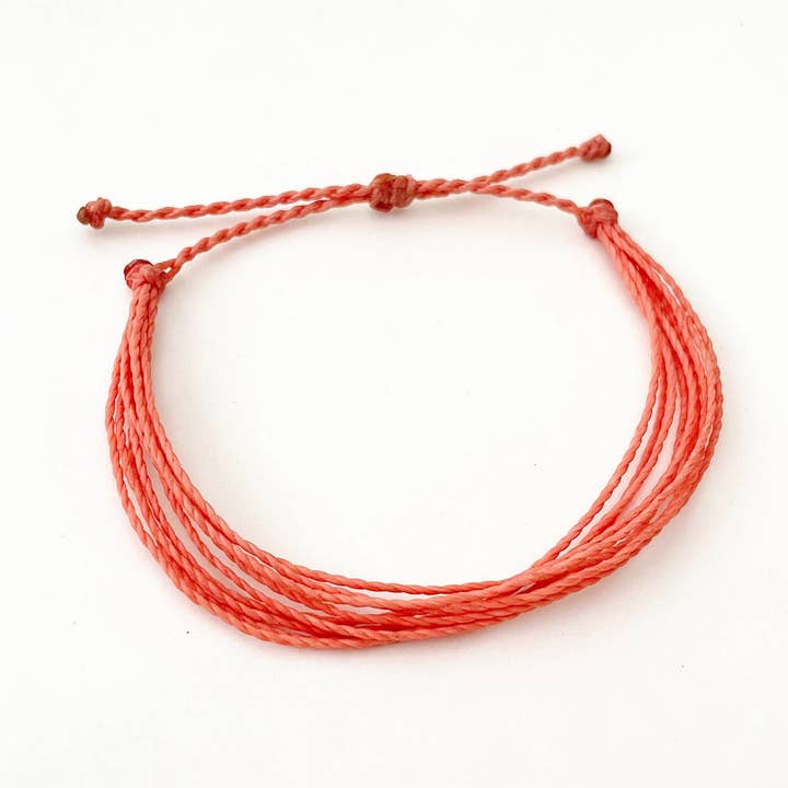 Coral Orange Adjustable String Surfer Bracelet Waterproof for wholesale by Caitlyn Clare Flair