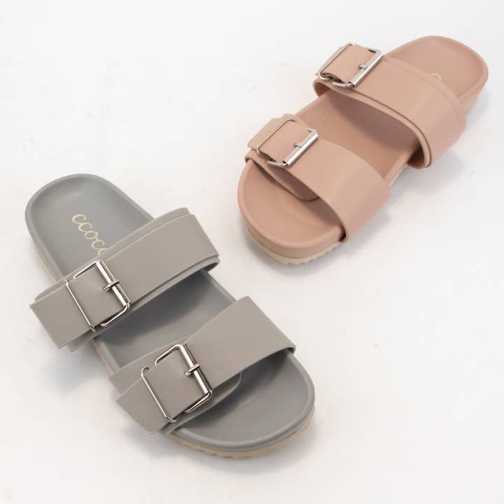 CCOCCI - Wholesale Sandals – Women's - ROUGE DOUBLE BUCKLE STRAP SLIDE SANDAL8