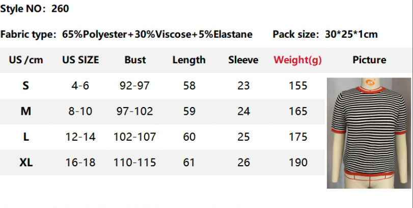 Lovesoft – wholesale Knitted jumper – Women′s – Women's Crew Neck Striped Contrast Short Sleeve Casual Sweater9