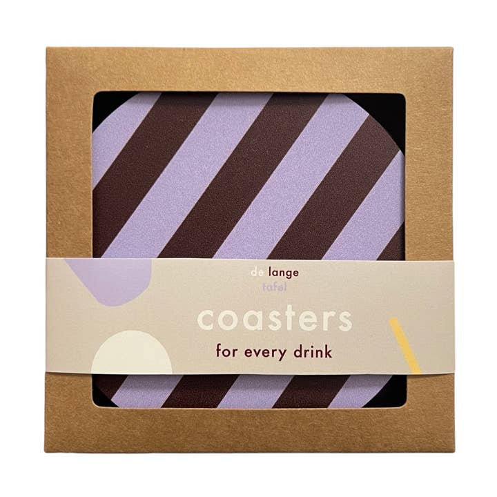 Dessous de verre rayés · lilas/aubergine pour la vente par De Lange Tafel