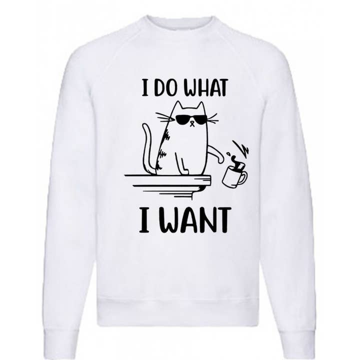 Sudadera de felpa blanca estampada I DO WHAT I WANT para venta al por mayor de red white
