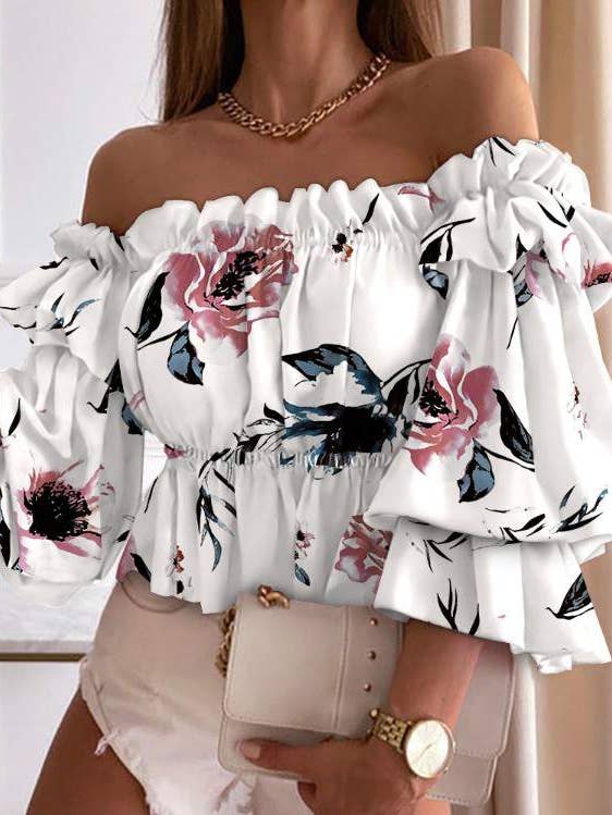 ombre off shoulder frill hem top for wholesale by Flarix