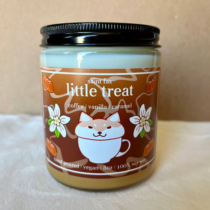 Little Treat - Candela di soia al caffè e caramello alla vaniglia da 8 once per la vendita all'ingrosso da parte di Saint Fax