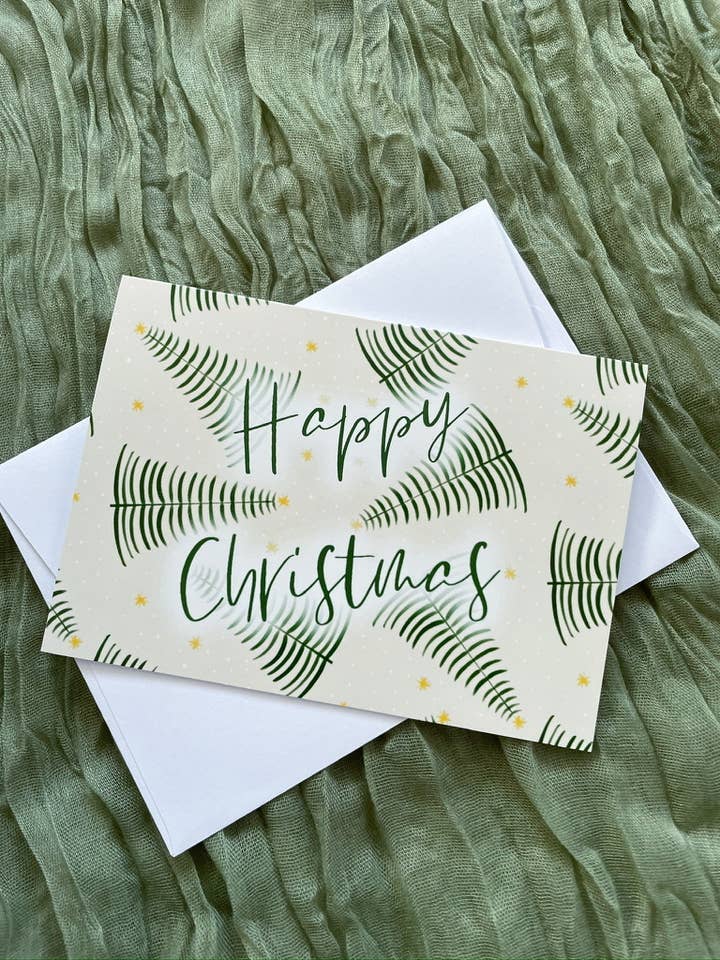 Fröhliches Weihnachtsbaum-Design, Packung mit 6 Weihnachtskarten für den Großhandel von Daisy & Joy Design