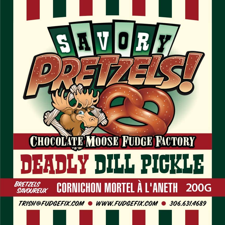 Chocolate Moose Fudge Factory - Wholesale Pretzels - Savory Pretzels - Deadly Dill 200g1