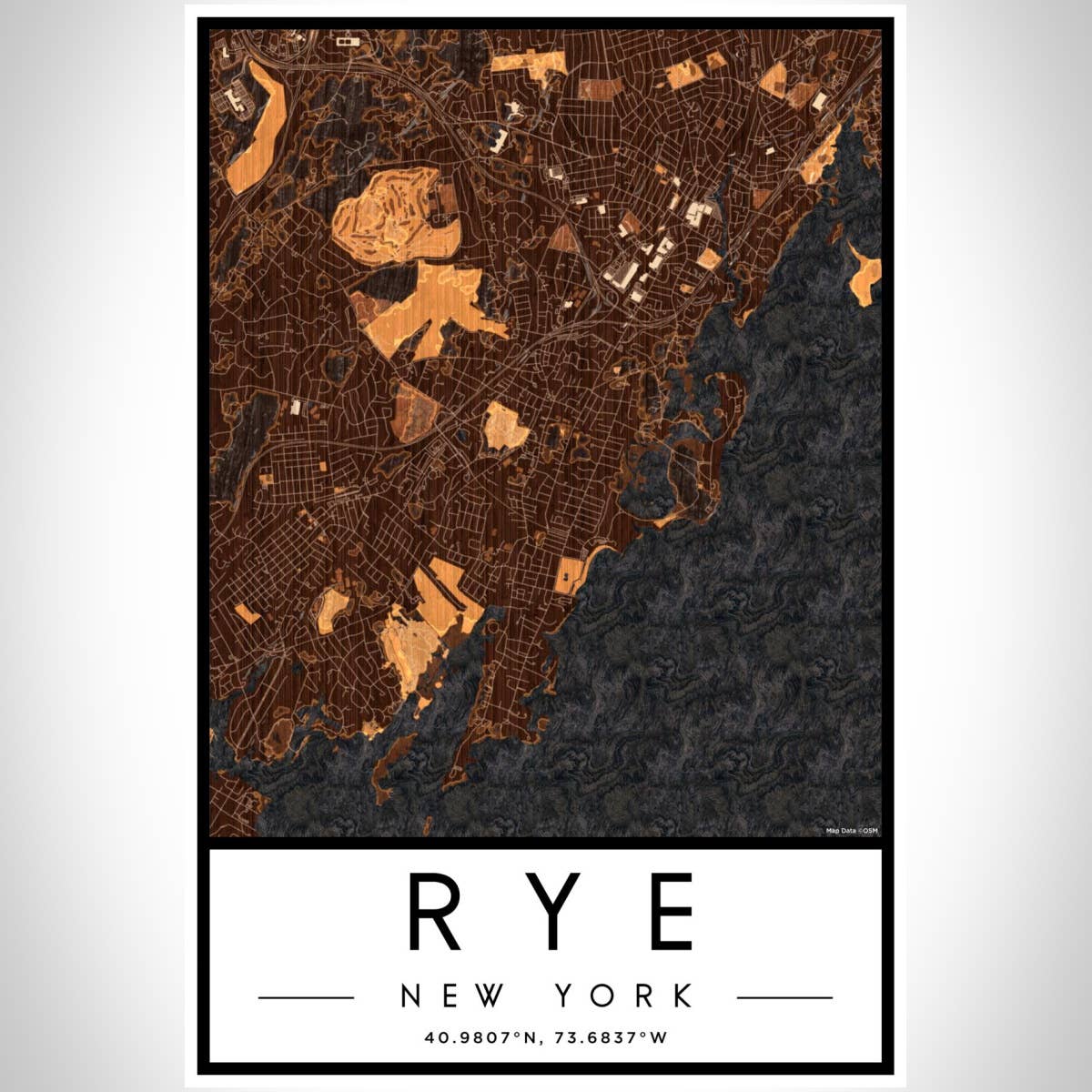 JACE.design - Wholesale Art print - Rye NY Map Print Ember2