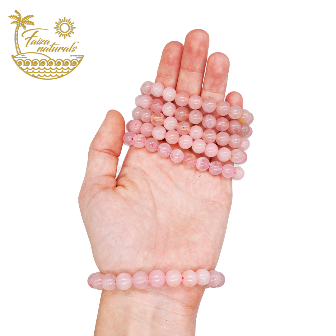Faiza Naturals – wholesale Pärlarmband – Armband med rosenkvarts i 8 mm handpolerade kristaller0