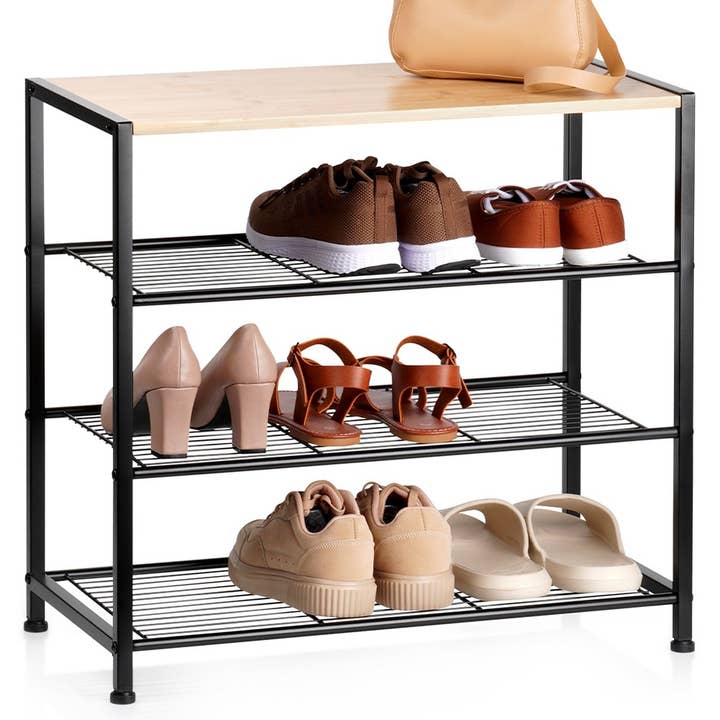 Étagère à chaussures en métal noir 4 niveaux 60x30x57 cm pour la vente par Vilde