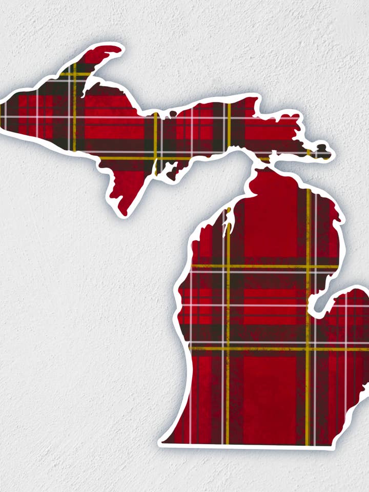 Michigan Scottish Plaid Sticker | Waterproof | Hand-Drawn for wholesale by Little Rocks Design